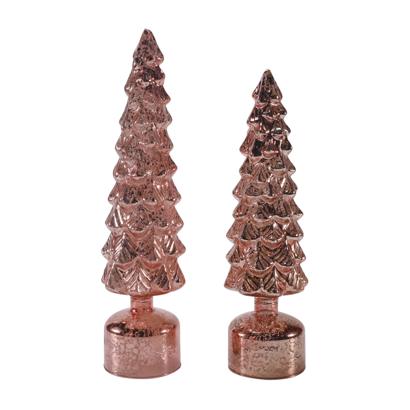 10×25 & 10×28cm LEDライトアップ回転クリスマスガラスツリーセットお祝いオーナメント