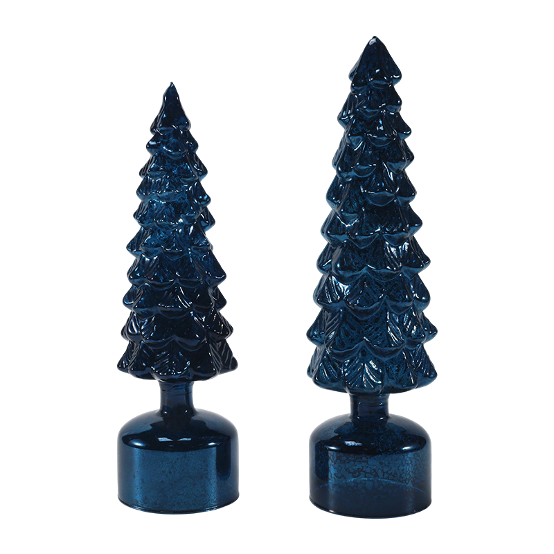 10×25 & 10×28cm LEDライトアップ回転クリスマスガラスツリーセットお祝いオーナメント