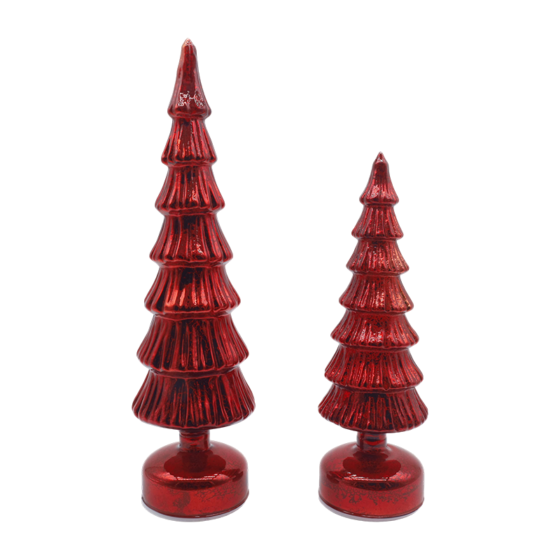 10×28 & 10×33cm 回転ガラスクリスマスツリーセット - 2ピースのお祝い装飾