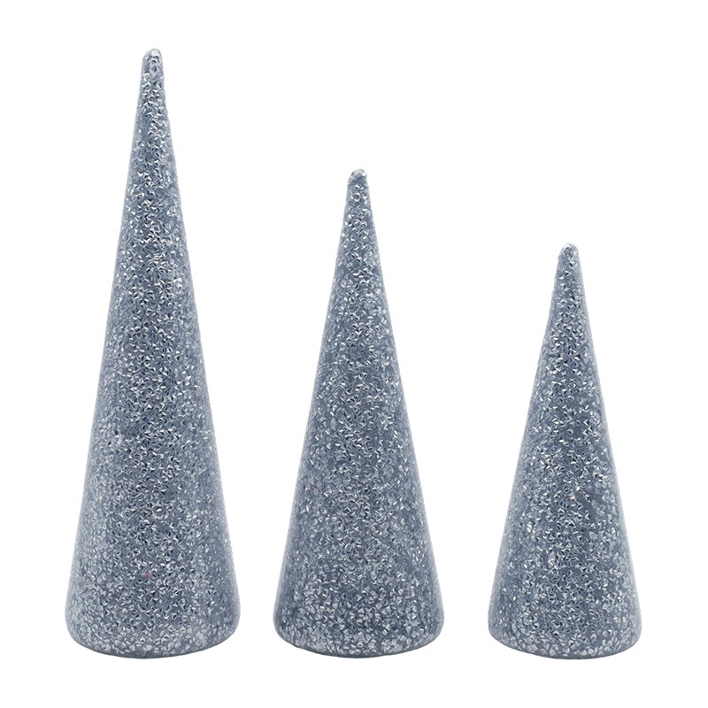 8×20/9×25/10×30cm LEDライト内蔵グリッターガラスクリスマスツリー3点セット