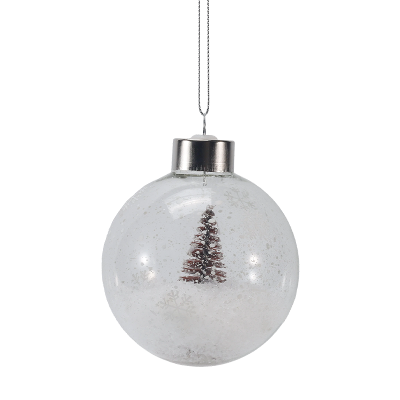 8cm 雪のようなミニツリー クリスマス ガラス オーナメント (シングル / セット)