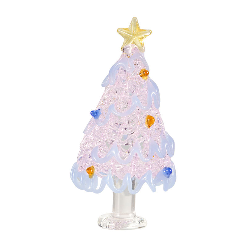 手吹きガラスのクリスマスツリーのデスクトップオーナメント
