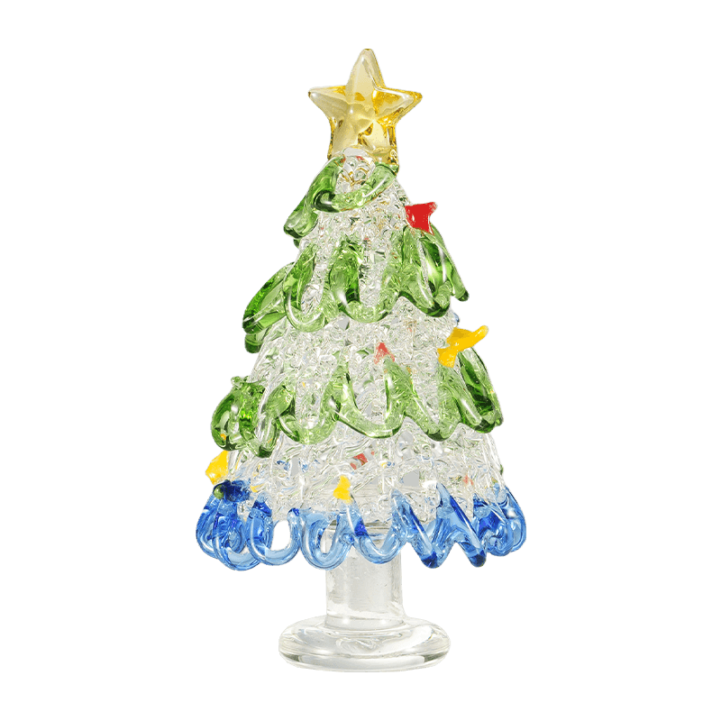手吹きガラスのクリスマスツリーのデスクトップオーナメント