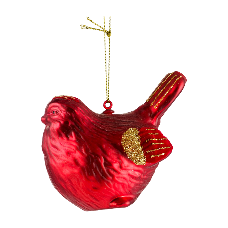クリスマス ガラス オーナメント レッド ゴールド 鳥の形