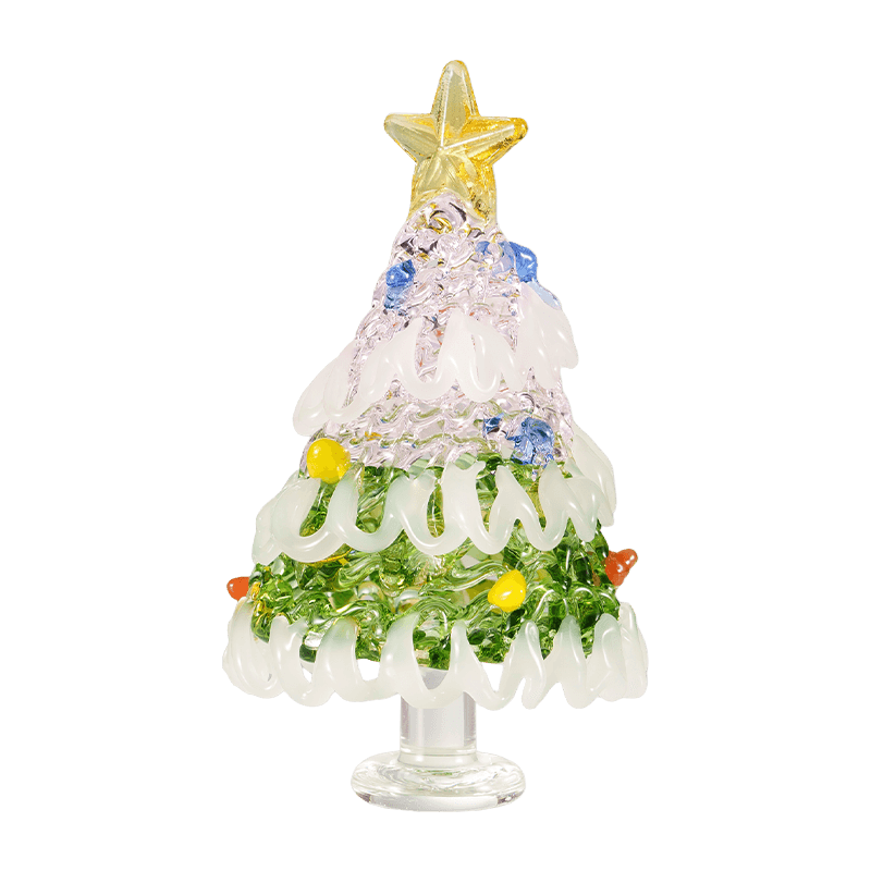 手吹きガラスのクリスマスツリーのデスクトップオーナメント