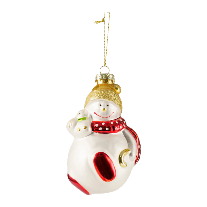 手描きの吹きガラスのクリスマスキャラクターオーナメント