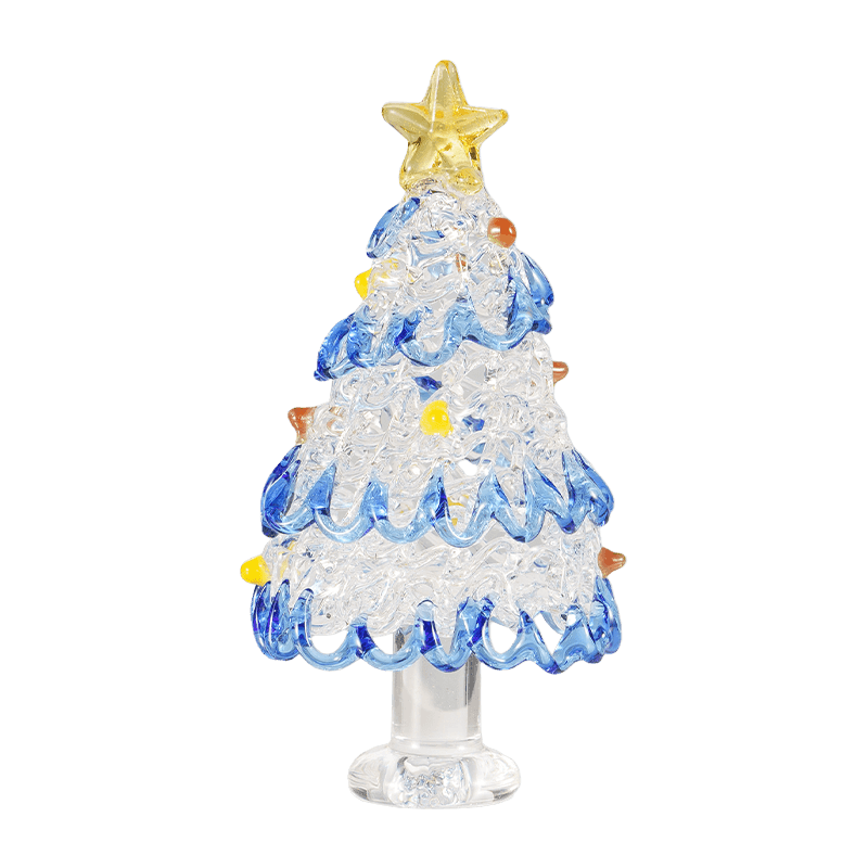 手吹きガラスのクリスマスツリーのデスクトップオーナメント