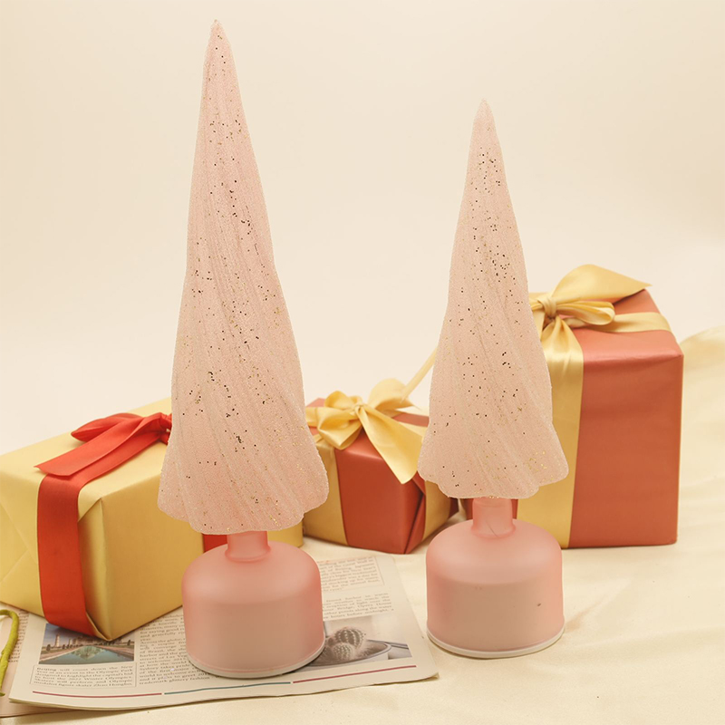 10×33cm & 10×38cm サイズ LEDライト付きお祝い回転式ガラスクリスマスツリー