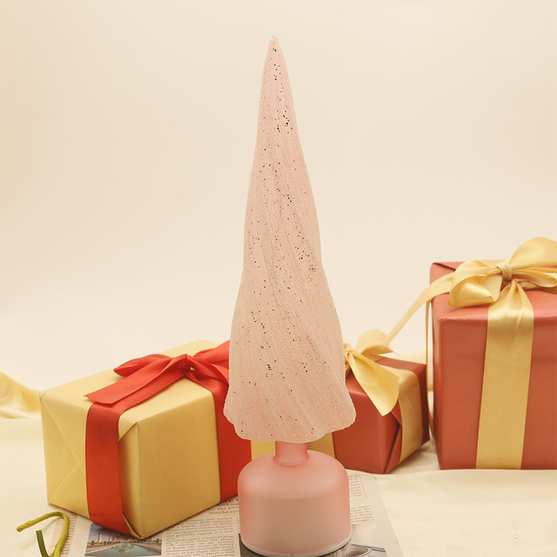 10×33cm & 10×38cm サイズ LEDライト付きお祝い回転式ガラスクリスマスツリー