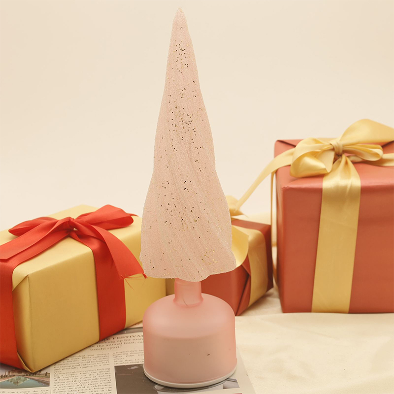 10×33cm & 10×38cm サイズ LEDライト付きお祝い回転式ガラスクリスマスツリー