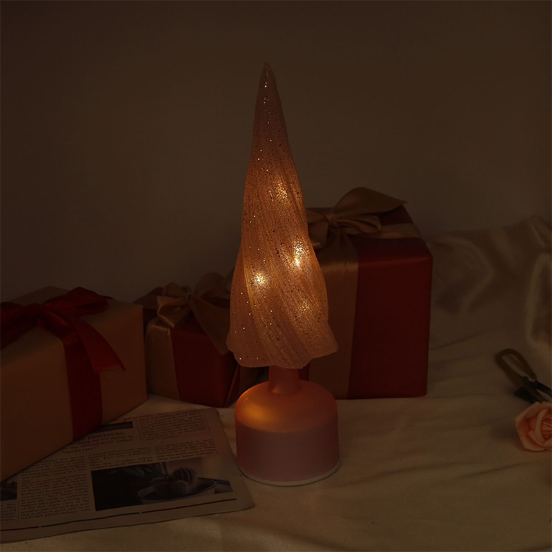 10×33cm & 10×38cm サイズ LEDライト付きお祝い回転式ガラスクリスマスツリー