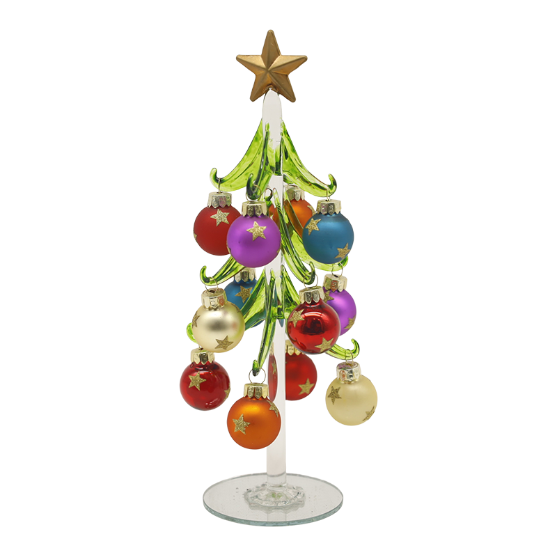 10×25 cm & 10×30 cm 装飾ボールで飾られたお祝いのガラスのクリスマスツリー オプション
