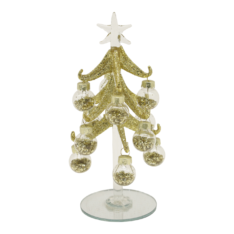 10×25 cm & 10×30 cm 装飾ボールオプションで飾られたお祝いのゴールドガラスクリスマスツリー