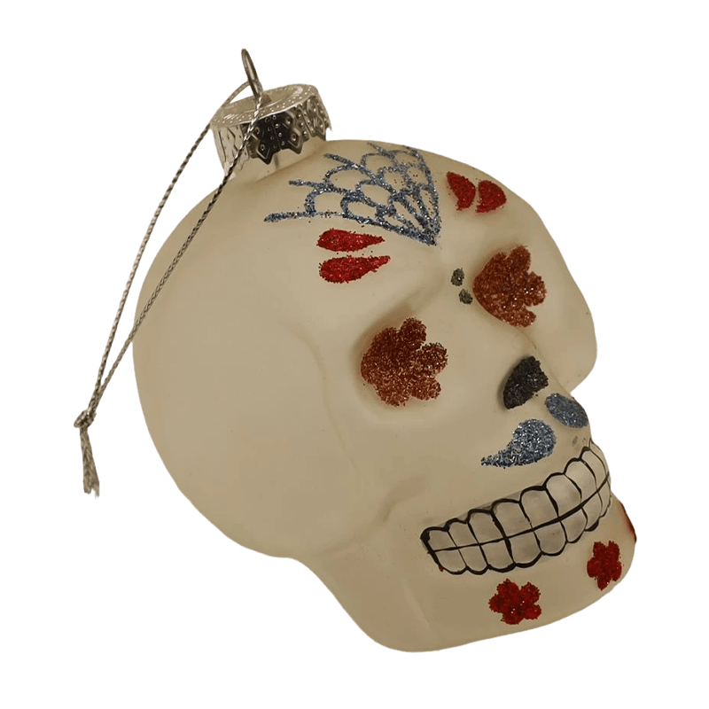 8*9 センチメートル手描きのハロウィンガラススカルオーナメントセット