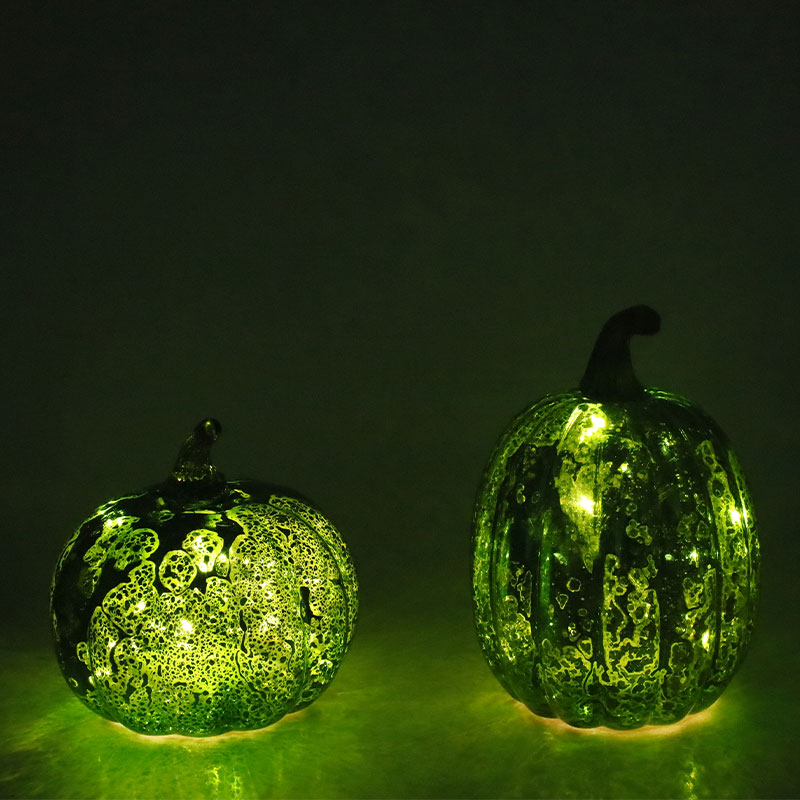 12*15 センチメートルハロウィン LED ガラスカボチャランプ卓上飾り