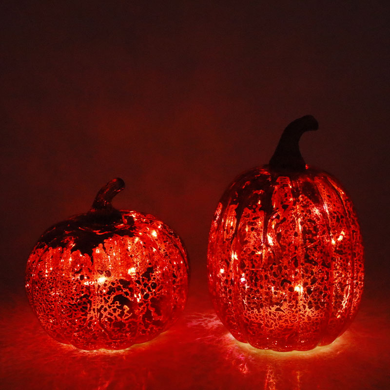 12*15 センチメートルハロウィン LED ガラスカボチャランプ卓上飾り
