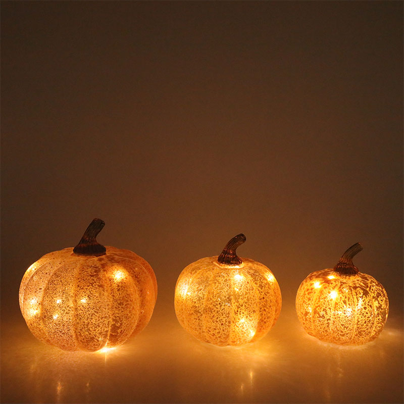 10*11.5 センチ & 12*15 センチハロウィン LED ガラスカボチャランプ卓上飾り
