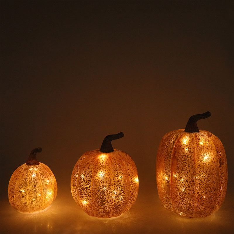 10*11.5 センチ & 12*15 センチハロウィン LED ガラスカボチャランプ卓上飾り